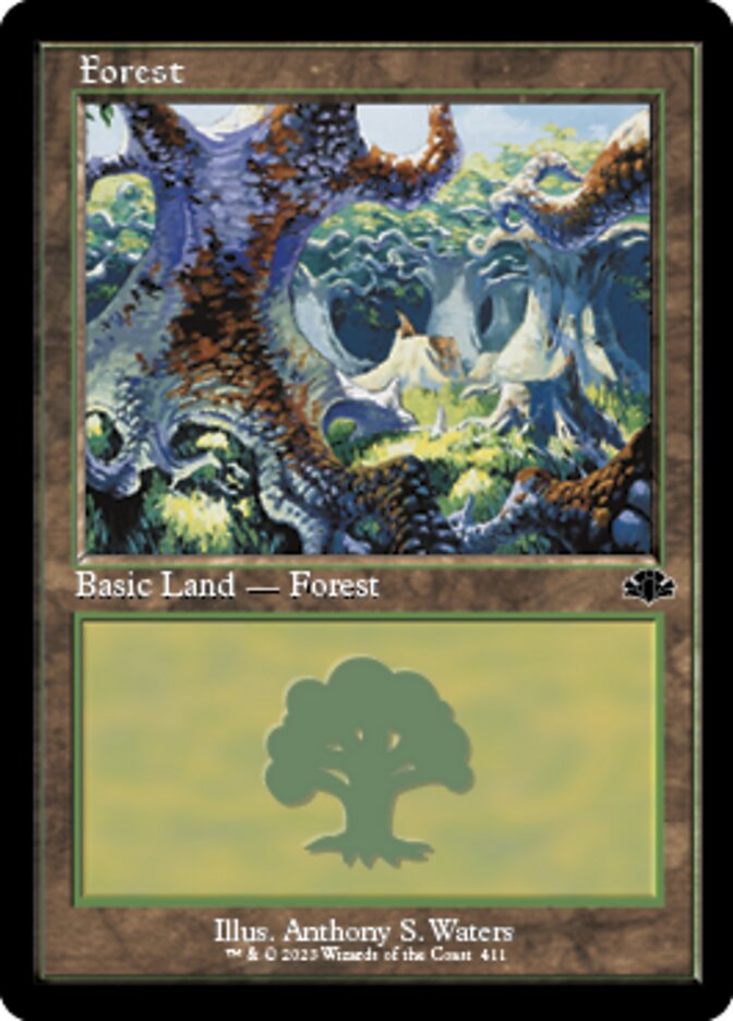 Forest (411) (Retro) [Dominaria Remastered] | North Game Den