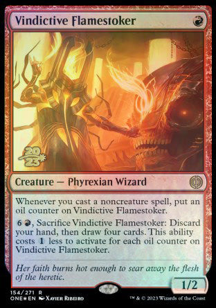 Vindictive Flamestoker [Phyrexia: All Will Be One Prerelease Promos] | North Game Den