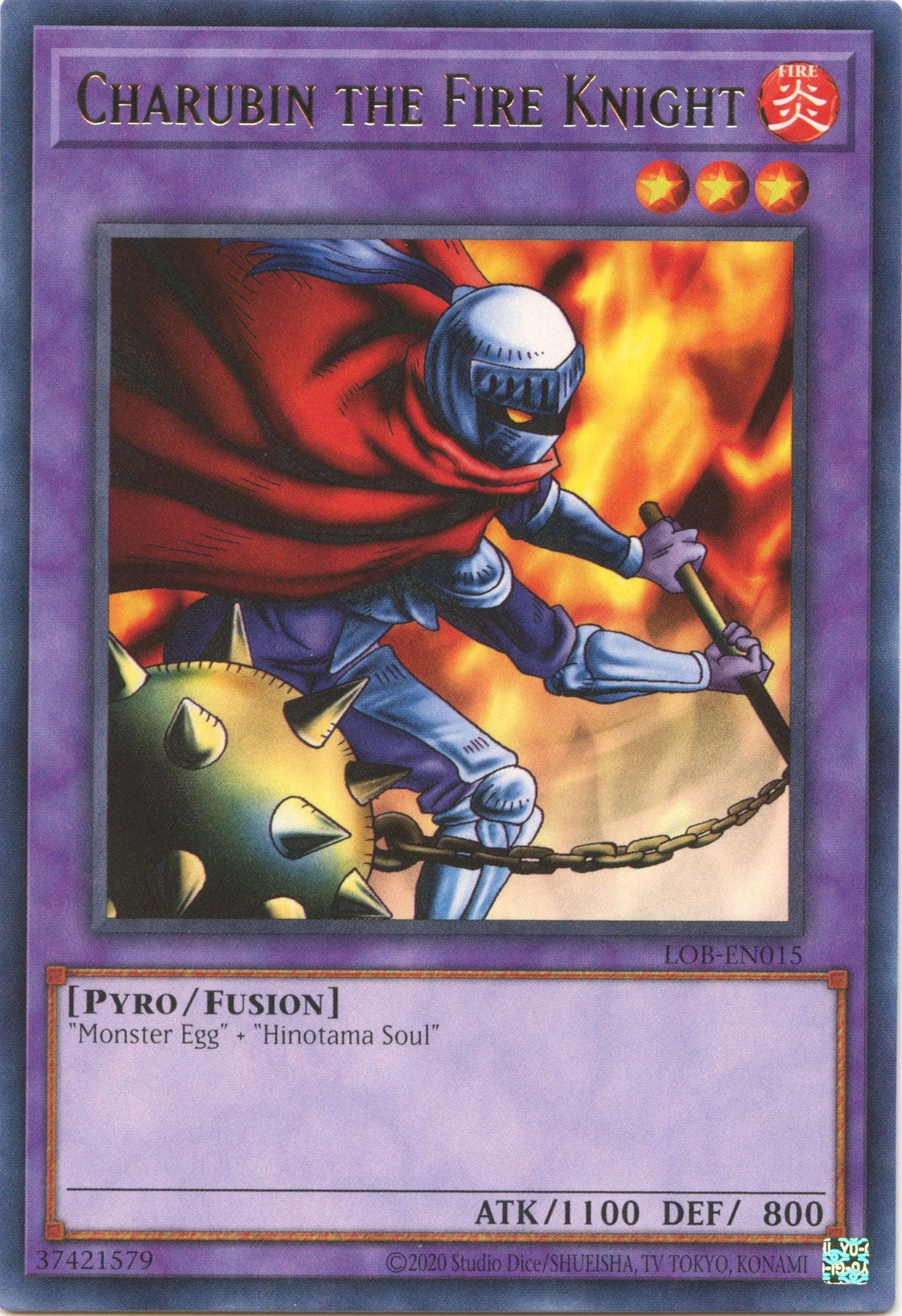 Charubin the Fire Knight (25th Anniversary) [LOB-EN015] Rare | North Game Den