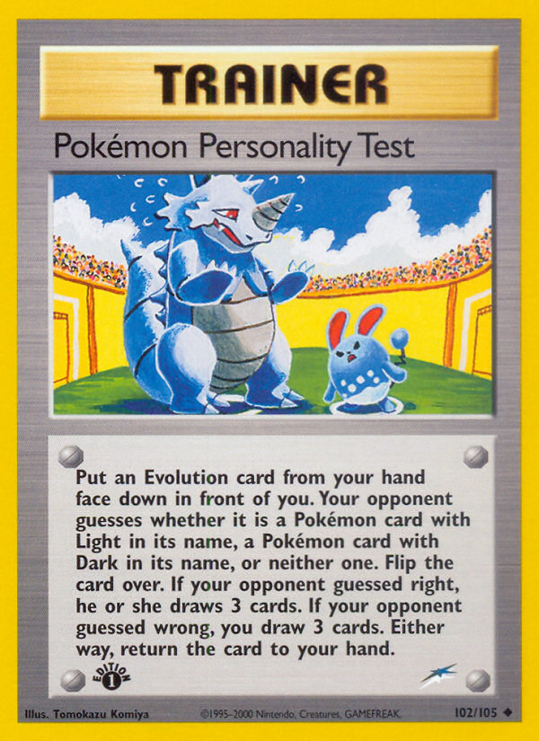 Pokemon Personality Test (102/105) [Neo Destiny 1st Edition] | North Game Den