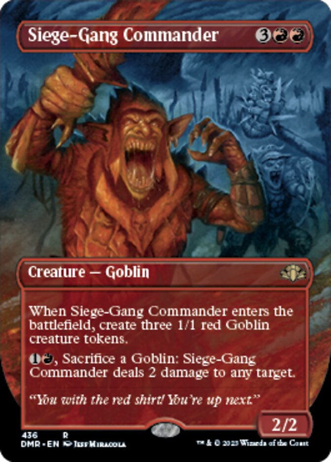 Siege-Gang Commander (Borderless Alternate Art) [Dominaria Remastered] | North Game Den