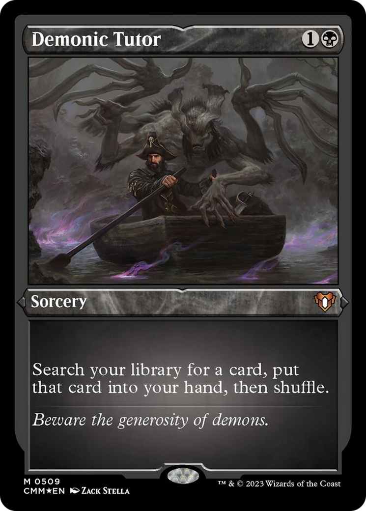 Demonic Tutor (Foil Etched) [Commander Masters] | North Game Den