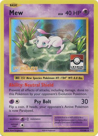 Mew (53/108) (League Promo 1st Place) [XY: Evolutions] | North Game Den