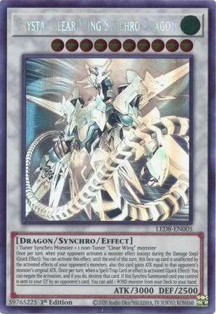 Crystal Clear Wing Synchro Dragon [LED8-EN005] Ghost Rare | North Game Den