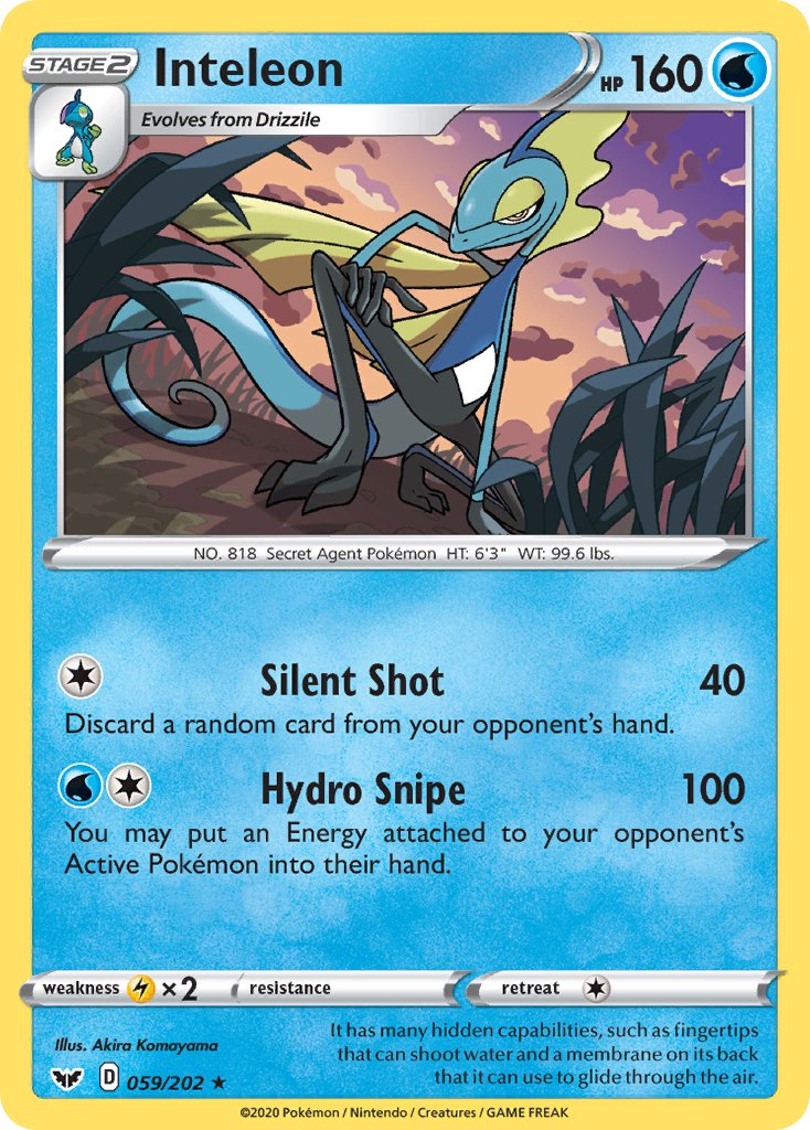 Inteleon (059/202) (Cracked Ice Holo) (Theme Deck Exclusive) [Sword & Shield: Base Set] | North Game Den