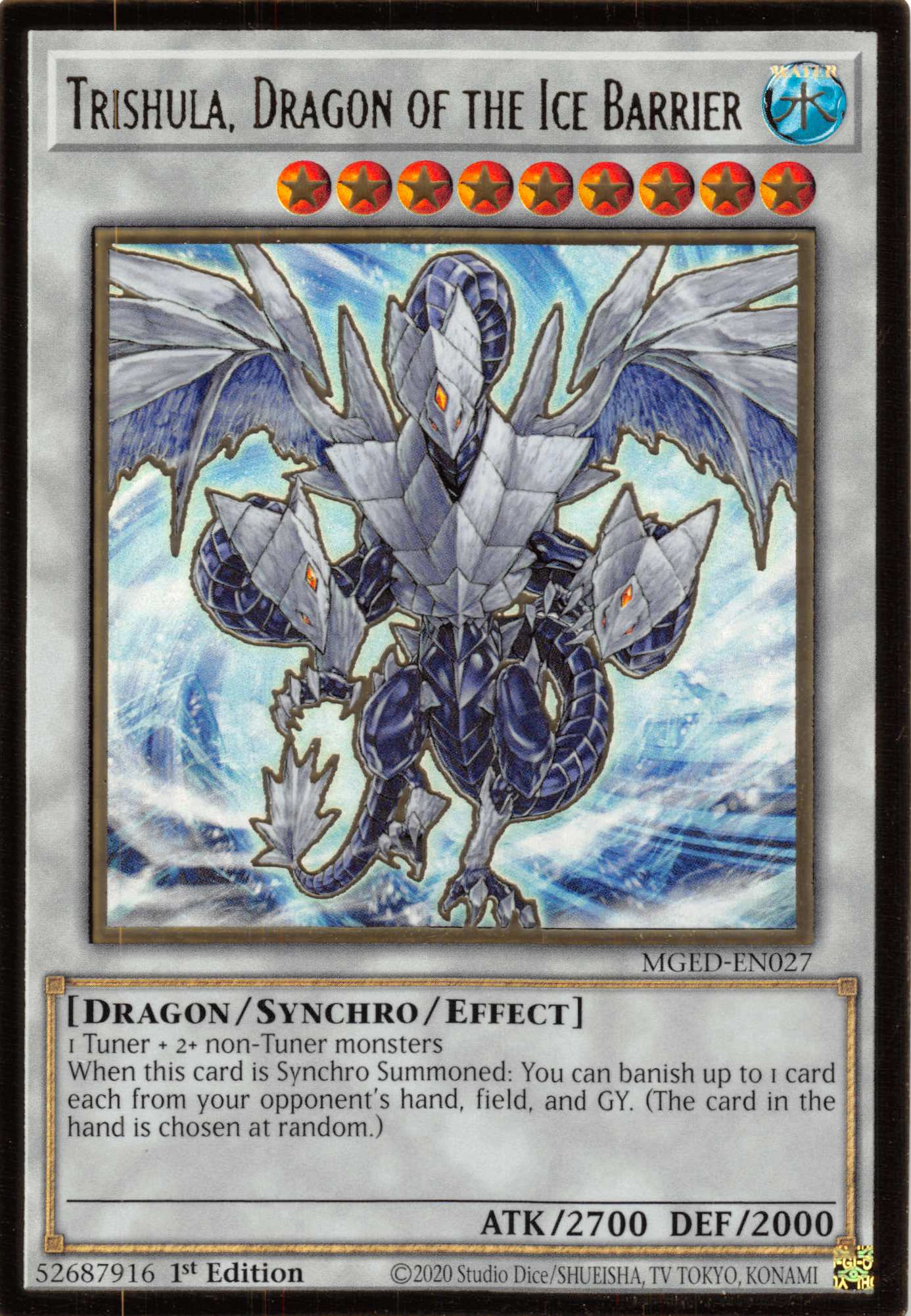 Trishula, Dragon of the Ice Barrier [MGED-EN027] Gold Rare | North Game Den