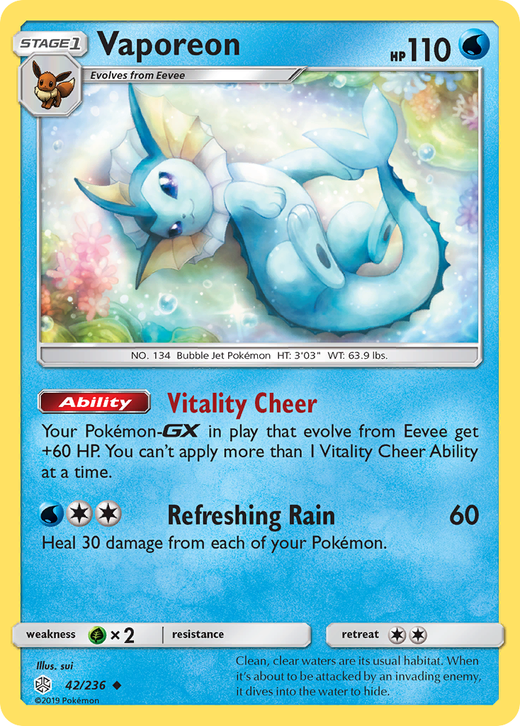 Vaporeon (42/236) [Sun & Moon: Cosmic Eclipse] | North Game Den