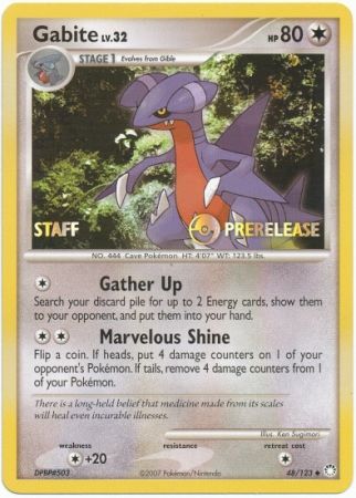 Gabite (48/123) (Staff Prerelease Promo) [Diamond & Pearl: Black Star Promos] | North Game Den