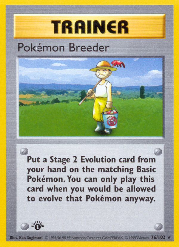 Pokemon Breeder (76/102) (Shadowless) [Base Set 1st Edition] | North Game Den