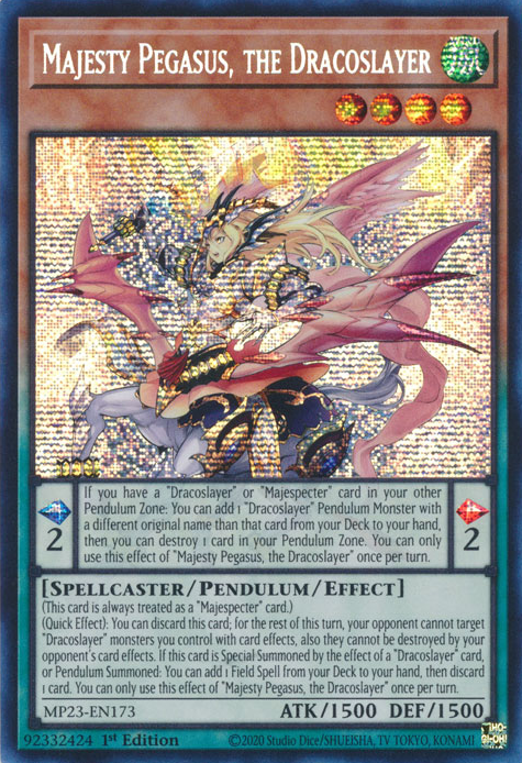 Majesty Pegasus, the Dracoslayer [MP23-EN173] Prismatic Secret Rare | North Game Den