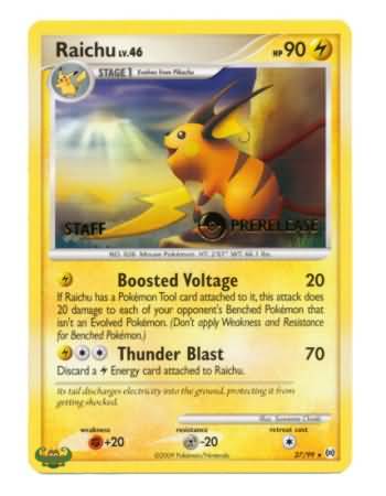 Raichu (27/99) (Staff Prerelease Promo) [Nintendo: Black Star Promos] | North Game Den