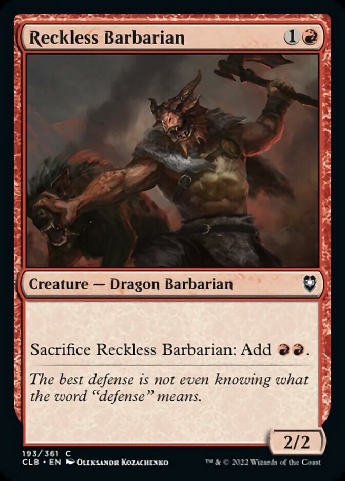 Reckless Barbarian [Commander Legends: Battle for Baldur's Gate] | North Game Den