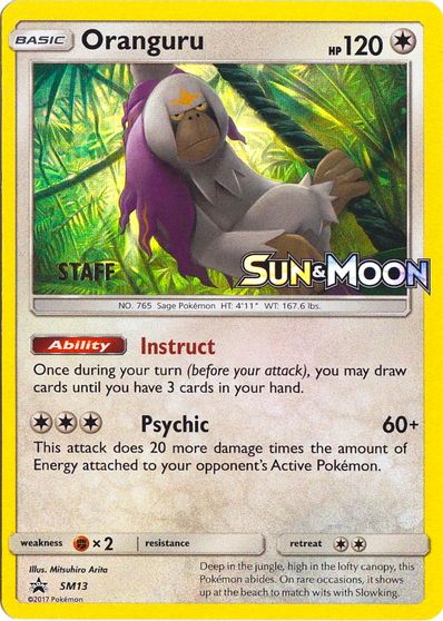 Oranguru (SM13) (Staff Prerelease Promo) [Sun & Moon: Black Star Promos] | North Game Den