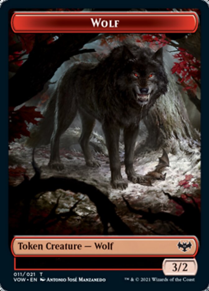 Wolf (011) // Wolf (014) Double-sided Token [Innistrad: Crimson Vow Tokens] | North Game Den