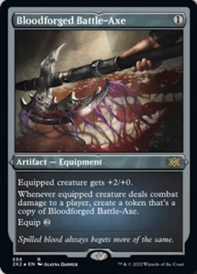 Bloodforged Battle-Axe (Foil Etched) [Double Masters 2022] | North Game Den