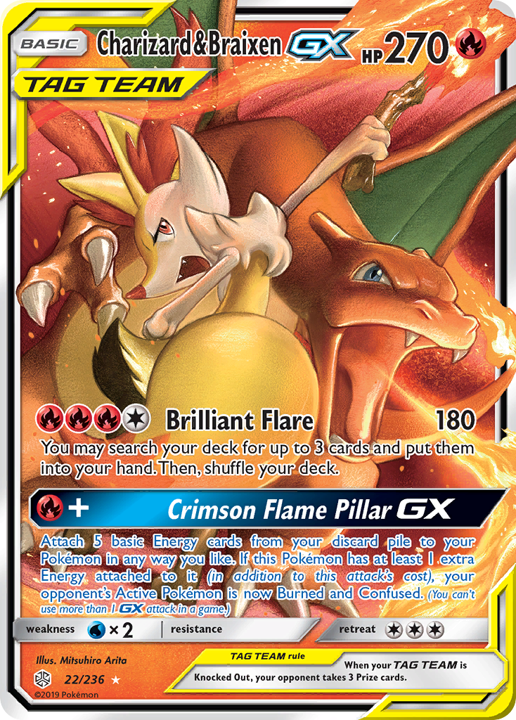 Charizard & Braixen GX (22/236) [Sun & Moon: Cosmic Eclipse] | North Game Den