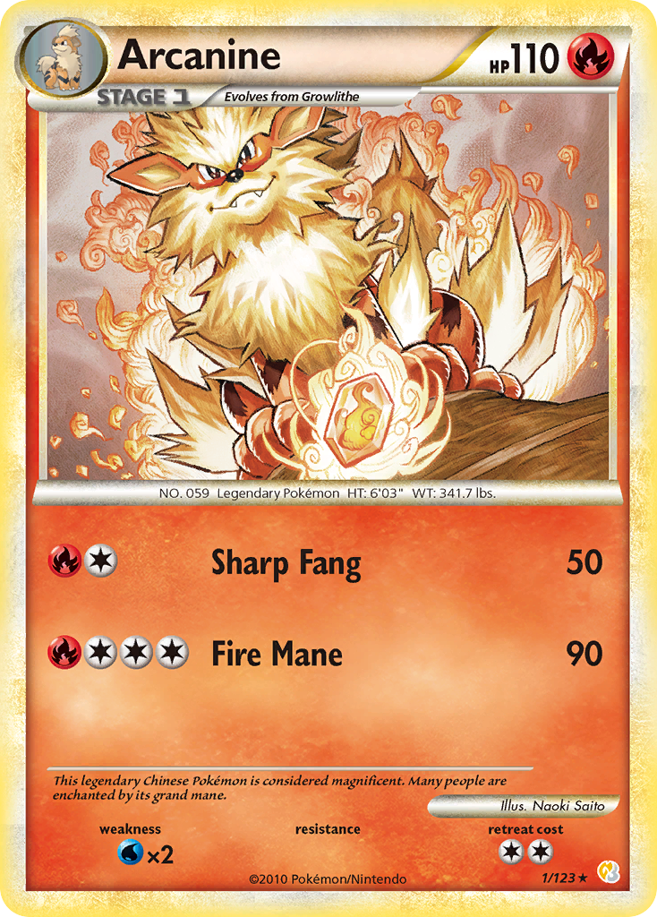 Arcanine (1/123) [HeartGold & SoulSilver: Base Set] | North Game Den