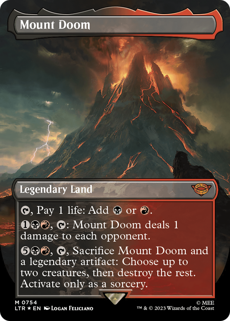 Mount Doom (Borderless) (Surge Foil) [The Lord of the Rings: Tales of Middle-Earth] | North Game Den