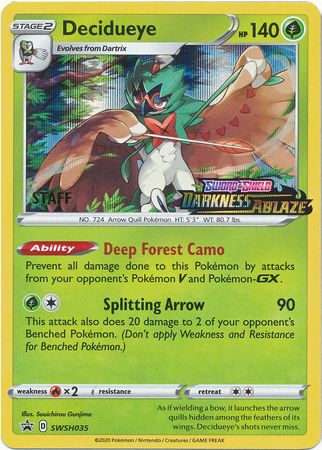 Decidueye (SWSH035) (Staff Prerelease Promo) [Sword & Shield: Black Star Promos] | North Game Den