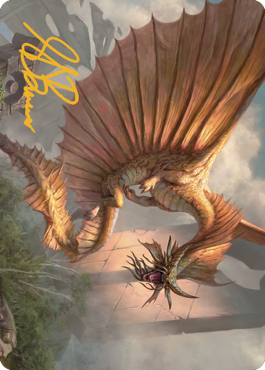 Ancient Gold Dragon Art Card (28) (Gold-Stamped Signature) [Commander Legends: Battle for Baldur's Gate Art Series] | North Game Den