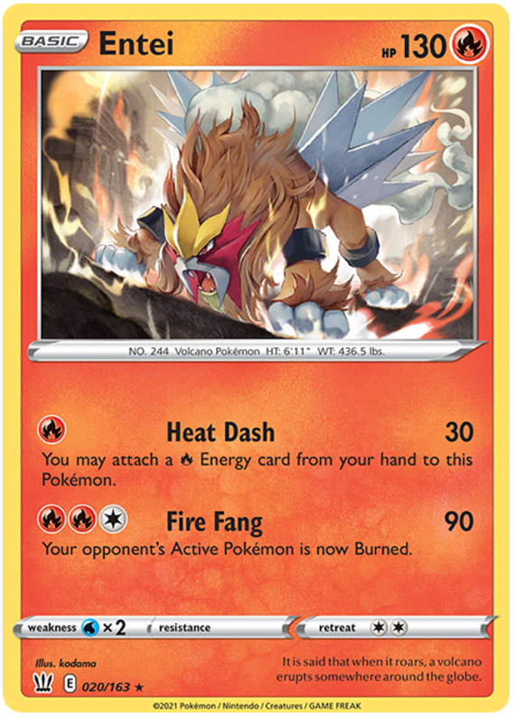 Entei (020/163) [Sword & Shield: Battle Styles] | North Game Den