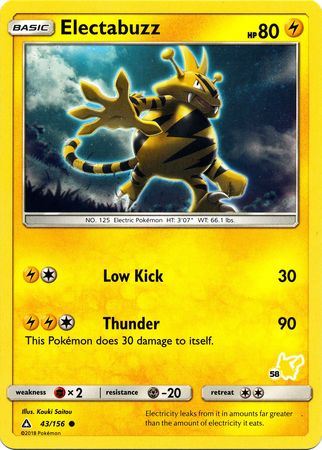 Electabuzz (43/156) (Pikachu Stamp #58) [Battle Academy 2020] | North Game Den