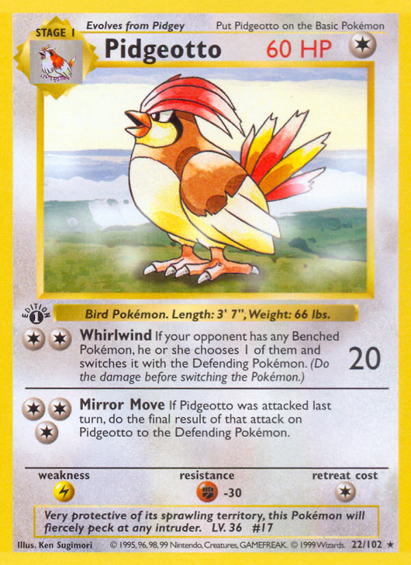 Pidgeotto (22/102) (Shadowless) [Base Set 1st Edition] | North Game Den