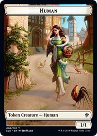Human // Food (15) Double-sided Token [Throne of Eldraine Tokens] | North Game Den