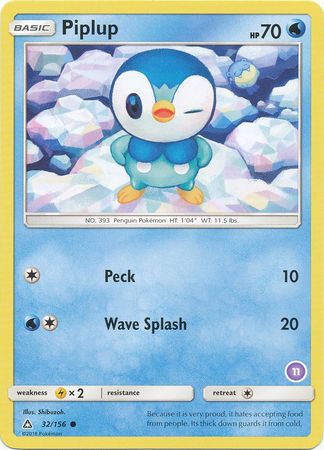 Piplup (32/156) (Deck Exclusive #11) [Sun & Moon: Trainer Kit - Alolan Sandslash] | North Game Den