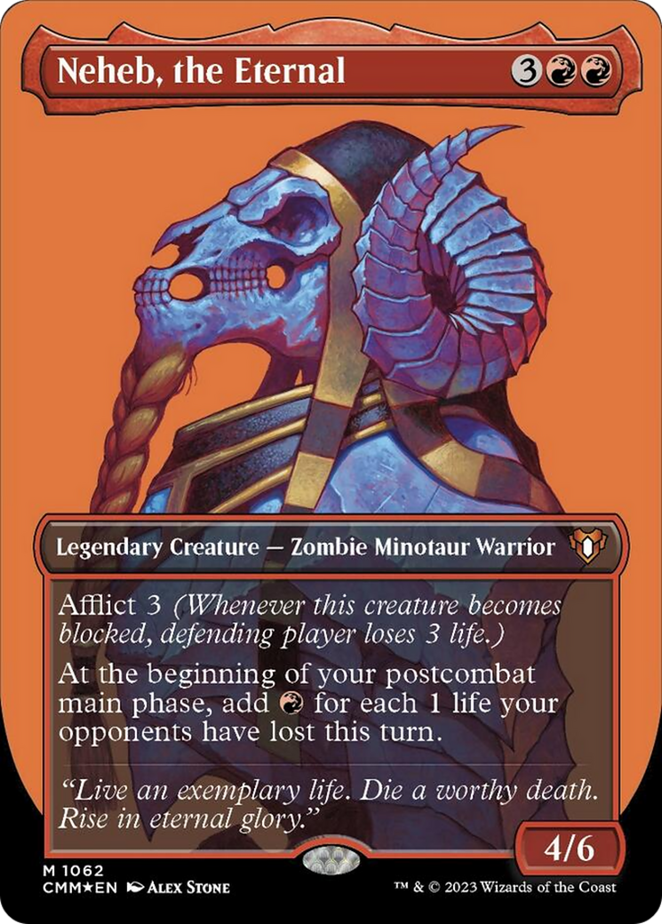 Neheb, the Eternal (Borderless Textured Foil Frame Break) [Commander Masters] | North Game Den