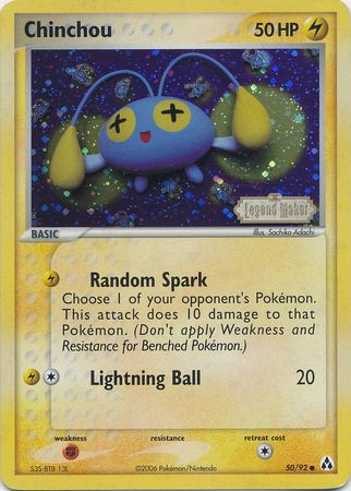 Chinchou (50/92) (Stamped) [EX: Legend Maker] | North Game Den