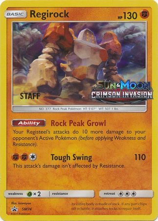 Regirock (SM74) (Staff Prerelease Promo) [Sun & Moon: Black Star Promos] | North Game Den