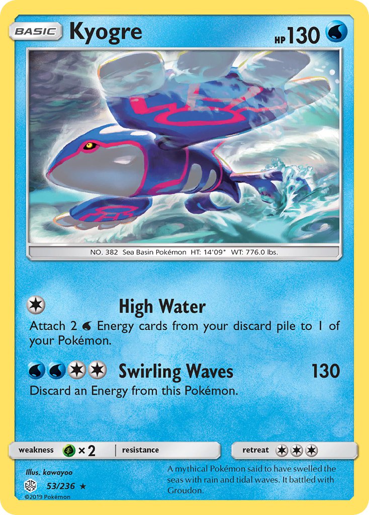 Kyogre (53/236) (Cracked Ice Holo) (Theme Deck Exclusive) [Sun & Moon: Cosmic Eclipse] | North Game Den