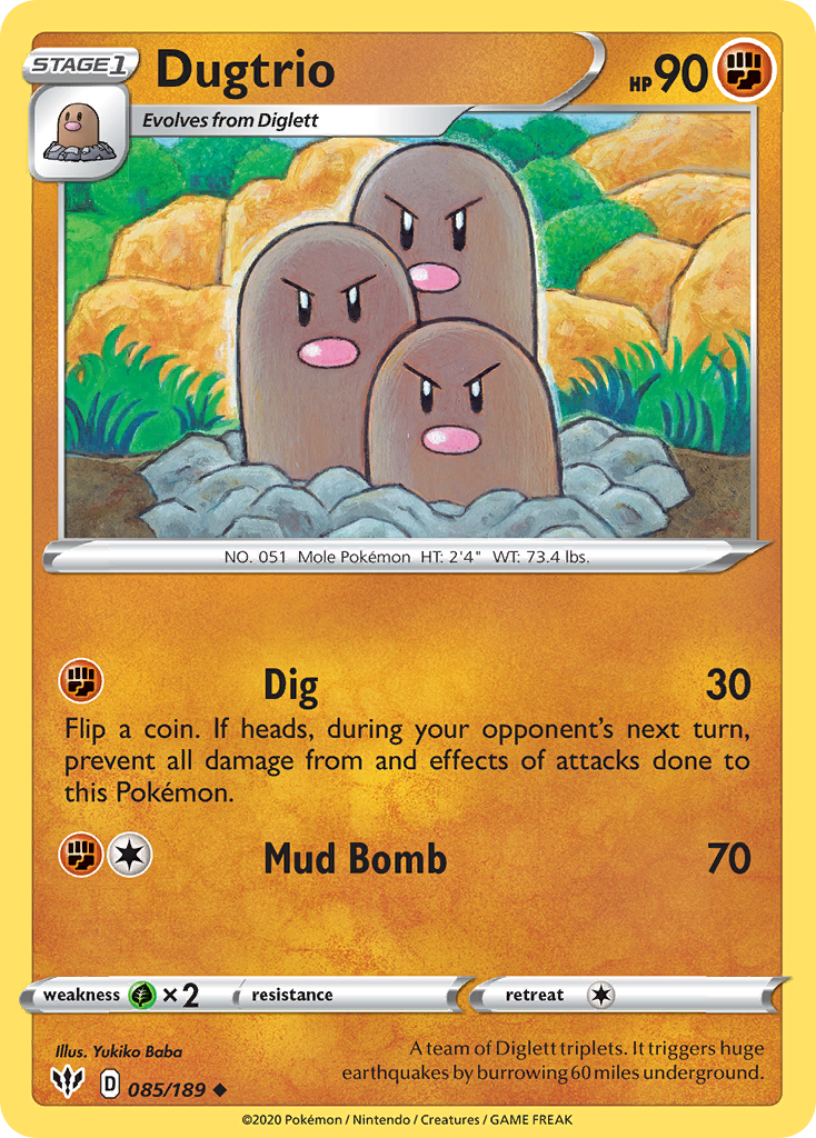 Dugtrio (085/189) [Sword & Shield: Darkness Ablaze] | North Game Den