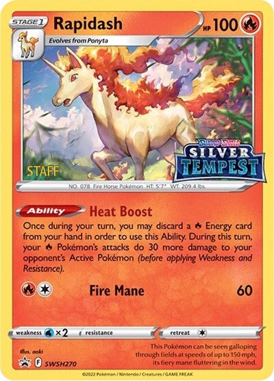 Rapidash (SWSH270) (Prerelease) (Staff) [Sword & Shield: Black Star Promos] | North Game Den