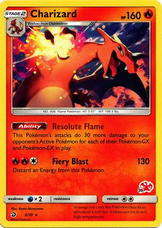 Charizard (3/70) (Charizard Stamp #39) [Battle Academy 2020] | North Game Den