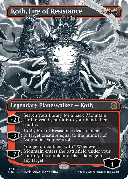 Koth, Fire of Resistance (Borderless Manga Step-and-Compleat Foil) [Phyrexia: All Will Be One] | North Game Den