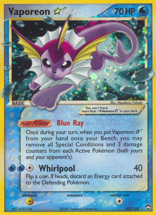 Vaporeon Star (102/108) [EX: Power Keepers] | North Game Den