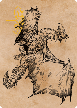 Ancient Bronze Dragon Art Card (58) (Gold-Stamped Signature) [Commander Legends: Battle for Baldur's Gate Art Series] | North Game Den