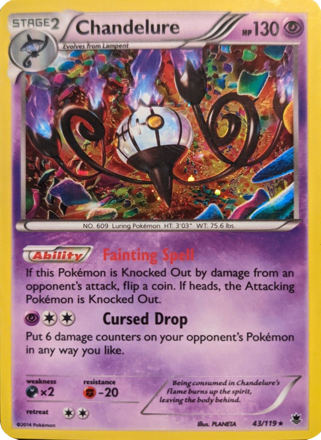 Chandelure (43/119) (Cosmos Holo) [XY: Phantom Forces] | North Game Den