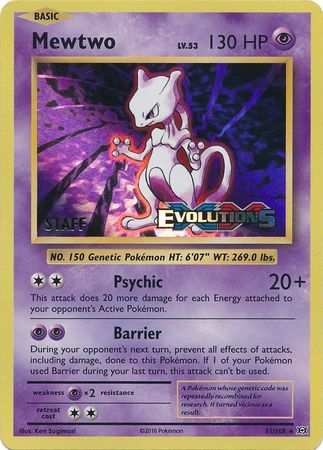 Mewtwo (51/108) (XY Evolutions Staff Prerelease) [XY: Black Star Promos] | North Game Den