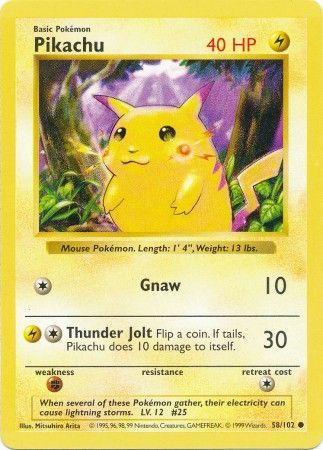 Pikachu (58/102) (Red Cheeks Misprint) [Base Set Shadowless Unlimited] | North Game Den