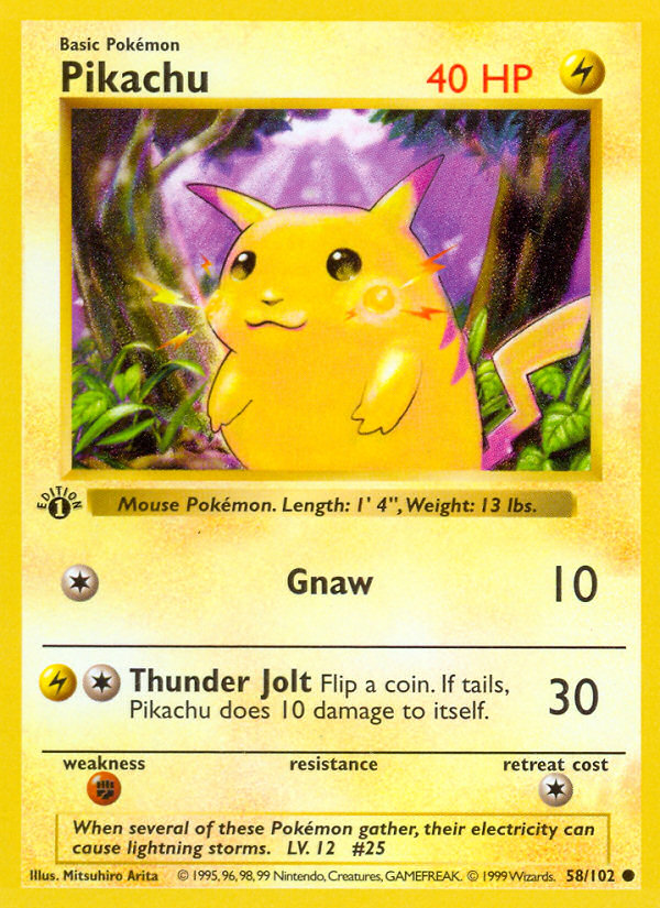 Pikachu (58/102) (Shadowless) [Base Set 1st Edition] | North Game Den