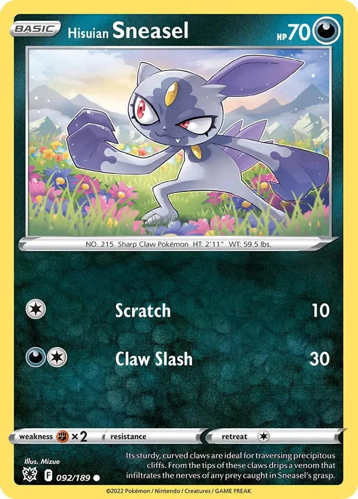 Hisuian Sneasel (092/189) (Theme Deck Exclusive) [Sword & Shield: Astral Radiance] | North Game Den