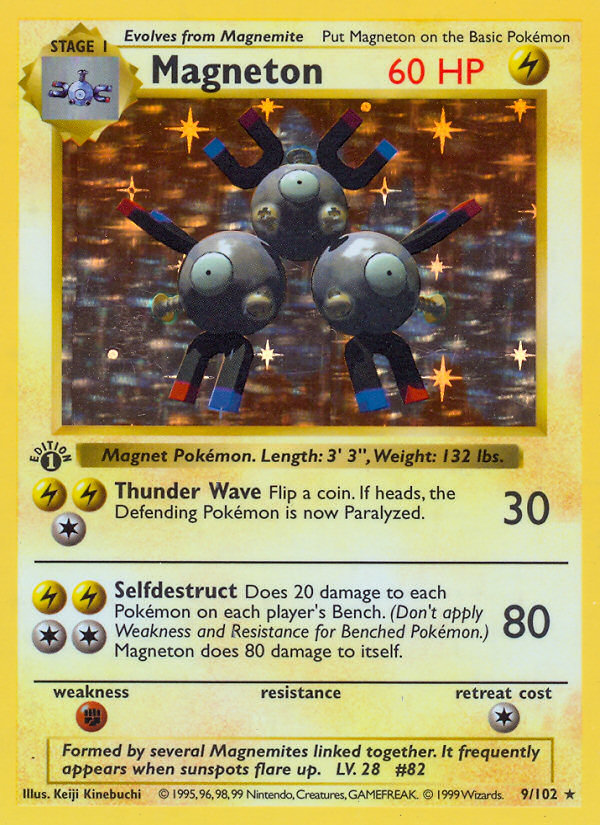 Magneton (9/102) (Shadowless) [Base Set 1st Edition] | North Game Den