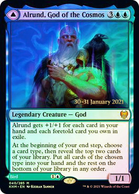 Alrund, God of the Cosmos // Hakka, Whispering Raven  [Kaldheim Prerelease Promos] | North Game Den