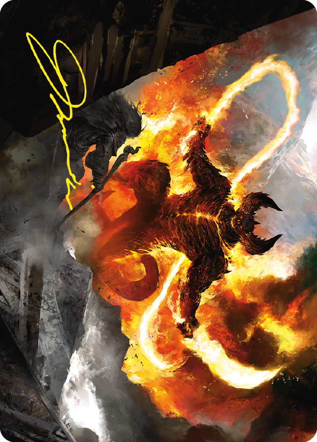 The Balrog, Flame of Udun Art Card (Gold-Stamped Signature) [The Lord of the Rings: Tales of Middle-earth Art Series] | North Game Den