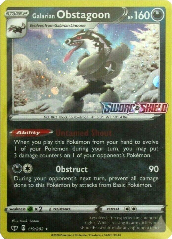 Galarian Obstagoon (119/202) (Cosmos Holo) [Sword & Shield: Base Set] | North Game Den