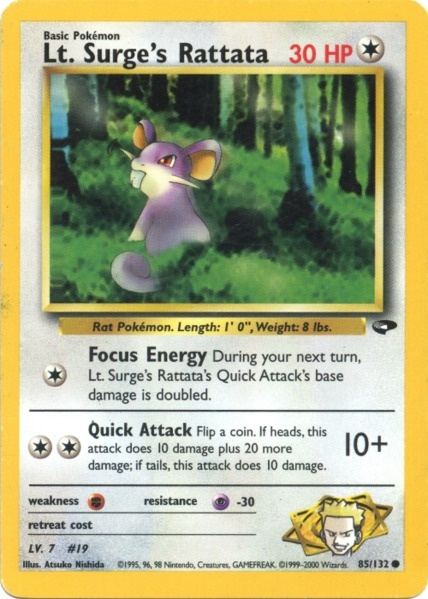 Lt. Surge's Rattata (85/132) [Gym Challenge Unlimited] | North Game Den