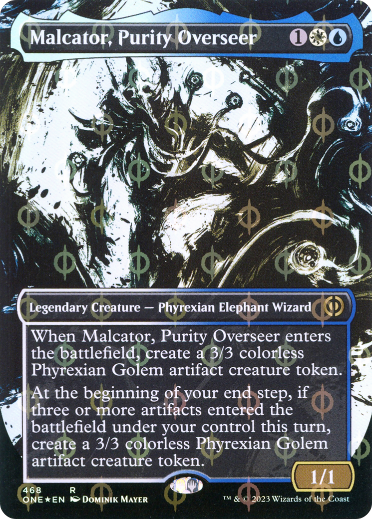 Malcator, Purity Overseer (Borderless Ichor Step-and-Compleat Foil) [Phyrexia: All Will Be One] | North Game Den